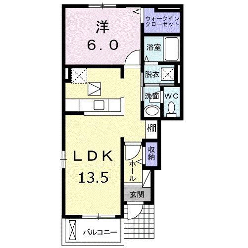 スプリング セブン A(1LDK/1階)の間取り写真