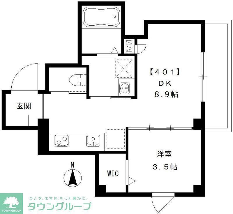 ガレ本八幡(1LDK/4階)の間取り写真