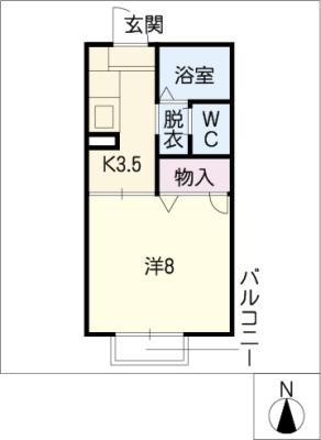 フレグランスノーヴル(1K/2階)の間取り写真