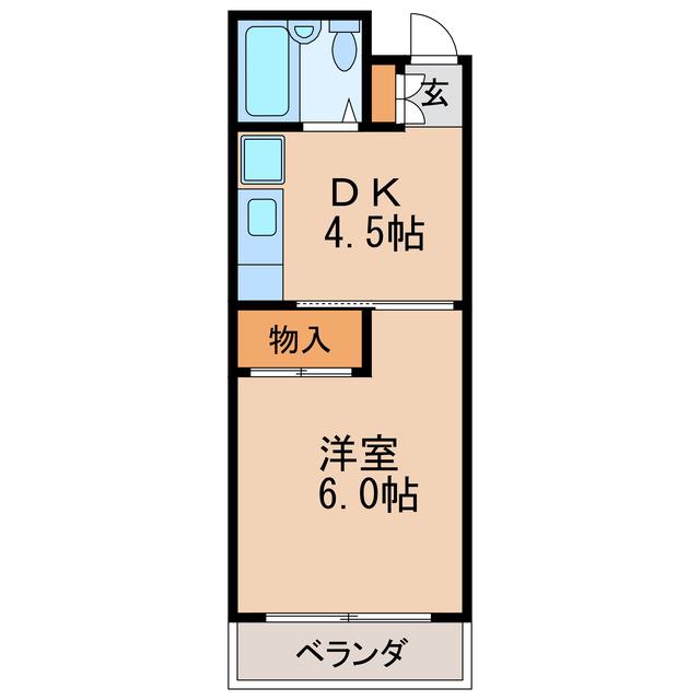 平岡ビル(1DK/4階)の間取り写真