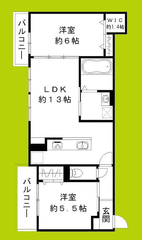 エスポワレジデンス(2LDK/3階)の間取り写真