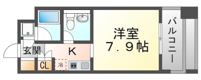 レジディア江坂(ワンルーム/4階)の間取り写真