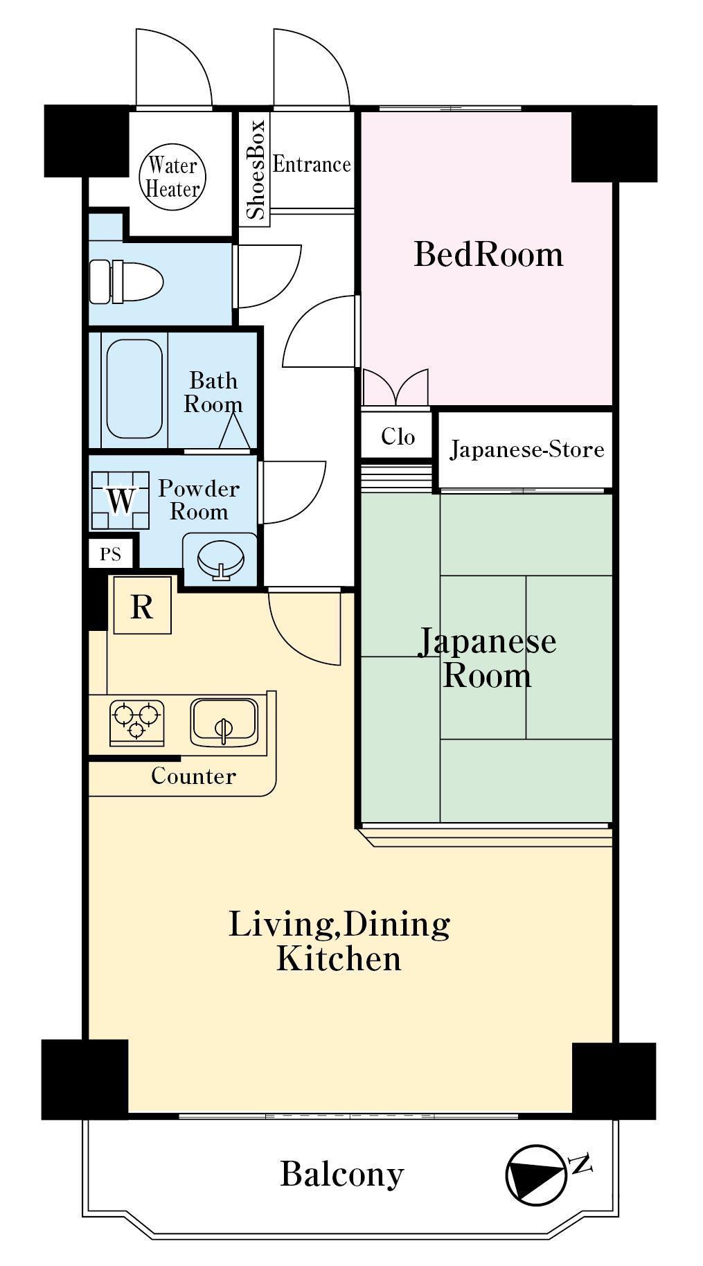 セザール修善寺B館(2LDK/10階)の間取り写真