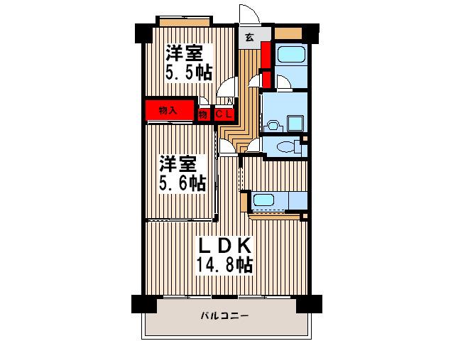 テラスコンコード(2LDK/6階)の間取り写真