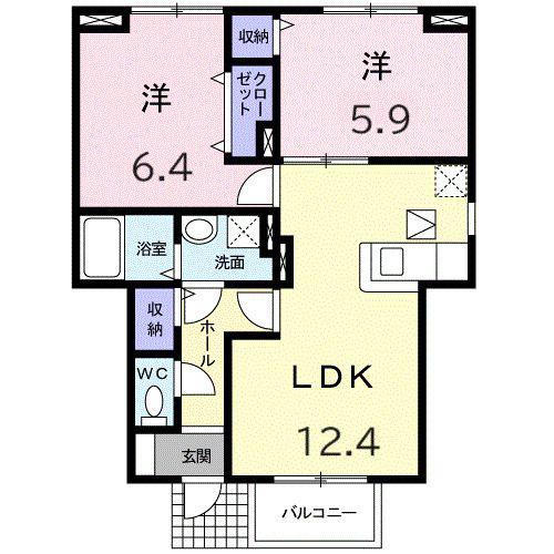 さくらヒルズII(2LDK/1階)の間取り写真