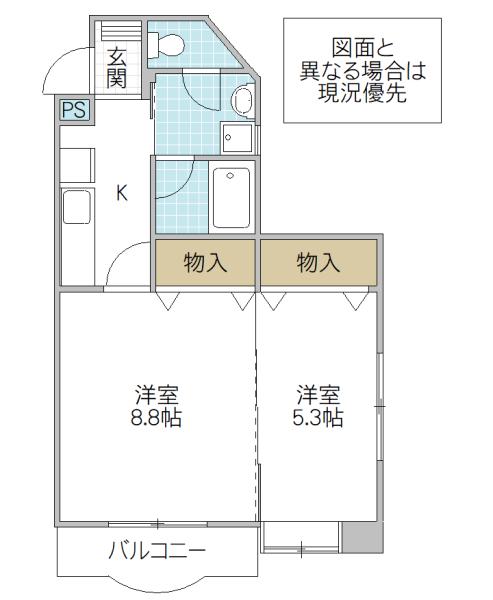 フォーライフ堀町(2K/2階)の間取り写真