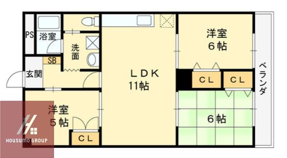 シャンボール東三国 802号(3LDK/8階)の間取り写真