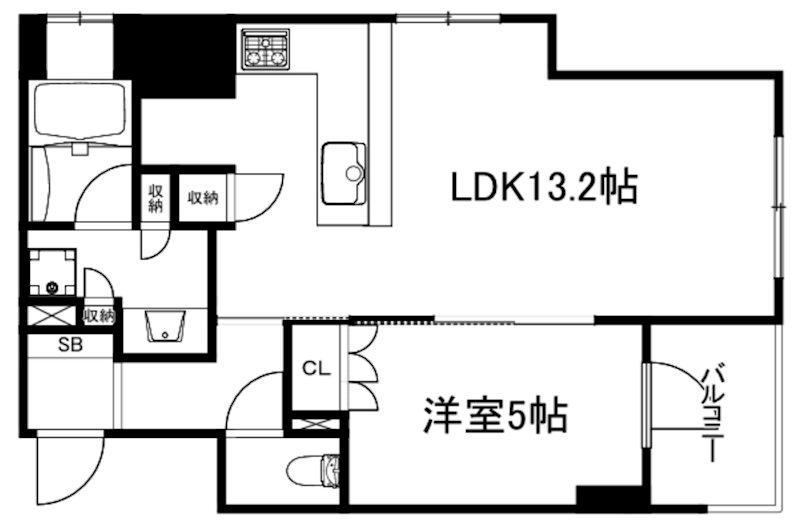 リーガル京都堀川五条通II(1LDK/2階)の間取り写真