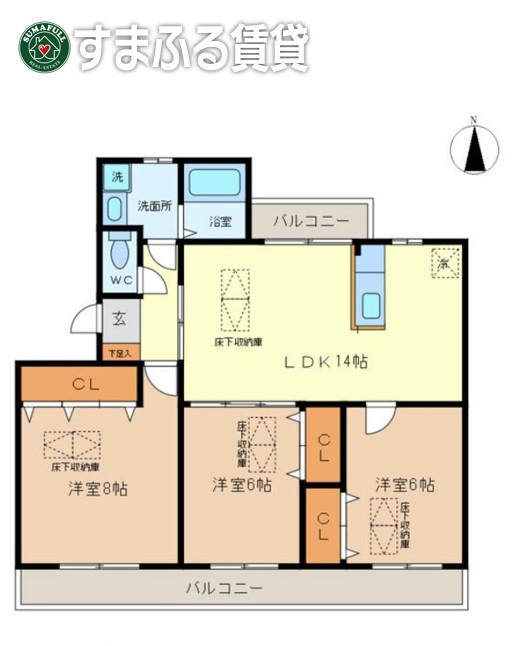 グリーンパーク西端(3LDK/3階)の間取り写真