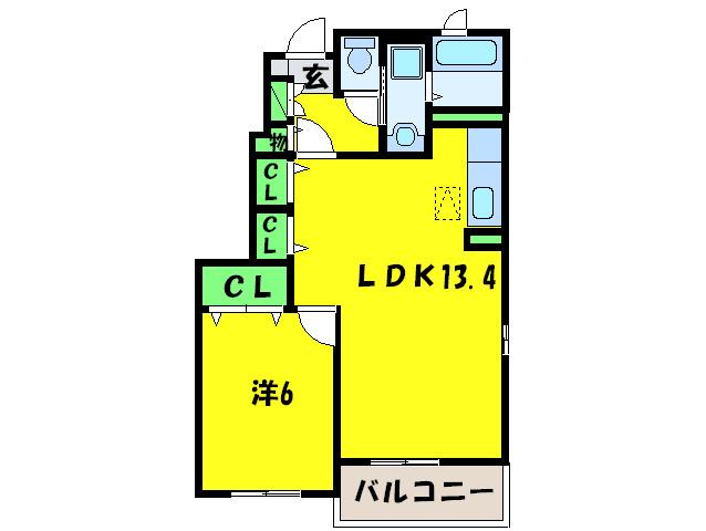 メゾン ソレイユII(1LDK/1階)の間取り写真