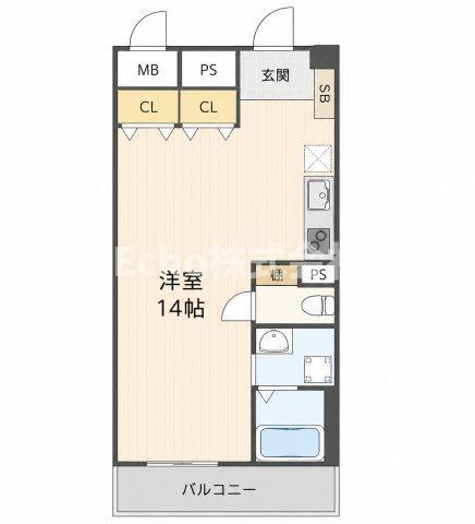 ラクメンビル(ワンルーム/5階)の間取り写真