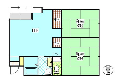 東城ハイツ(2LDK/1階)の間取り写真