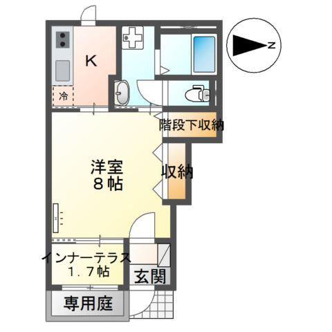 薬園町アパート(1K/1階)の間取り写真