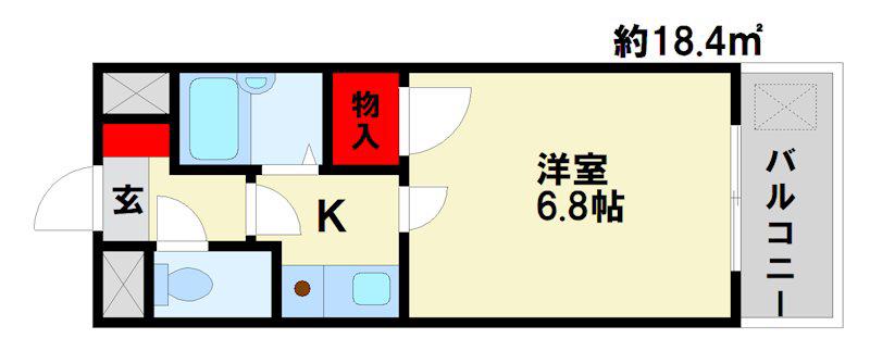 マンションキャッスル(1K/10階)の間取り写真