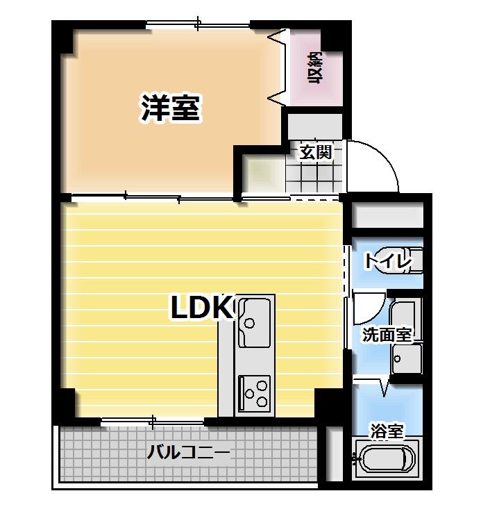 京都北山2棟305(1LDK/3階)の間取り写真