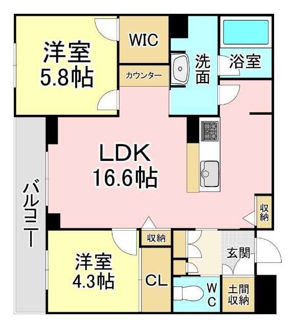 シャーメゾンステージ青葉(2LDK/3階)の間取り写真