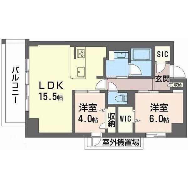 サンエール南堀江(2LDK/10階)の間取り写真