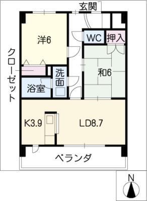 グレースヴィラII(2LDK/2階)の間取り写真