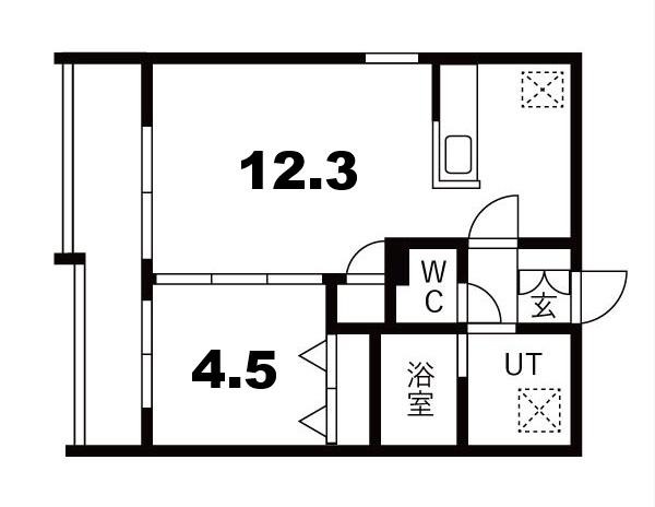 URBAN FLATS千歳(1LDK/2階)の間取り写真