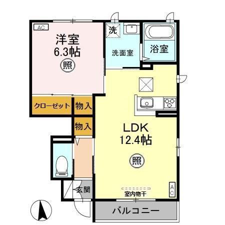 リヴァージュ弐番館(1LDK/1階)の間取り写真