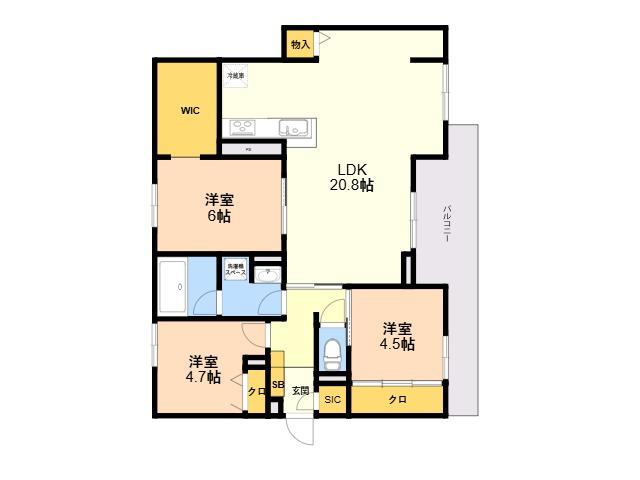 メゾン ココル(3LDK/2階)の間取り写真