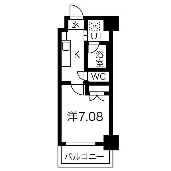 アールズタワー池下西(1K/8階)の間取り写真