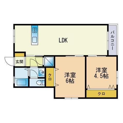 石橋ビル(2LDK/3階)の間取り写真