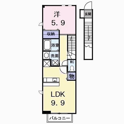 フラン ブリッサ A(1LDK/2階)の間取り写真