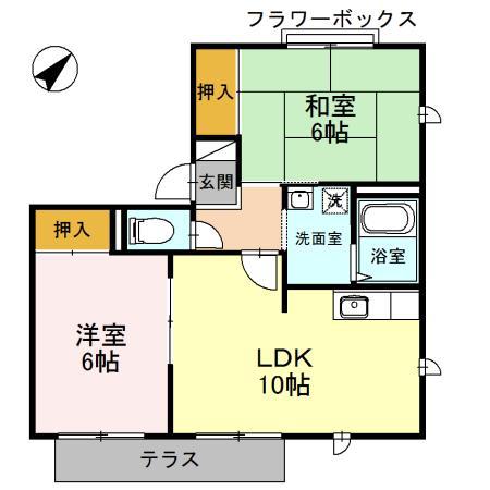 田中ハイツB棟(2LDK/1階)の間取り写真