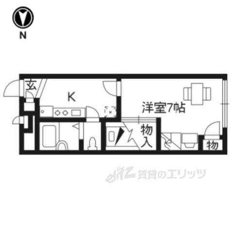 レオパレスカルム長岡京(1K/2階)の間取り写真