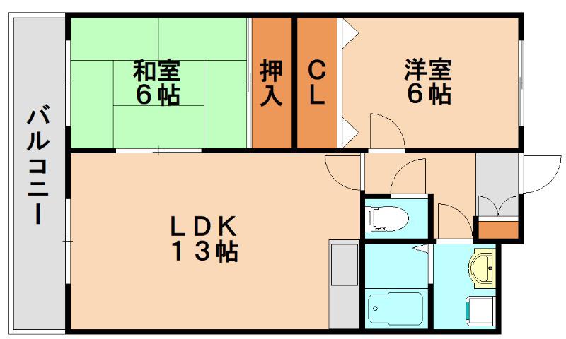 ウエストビレッジ21(2LDK/4階)の間取り写真