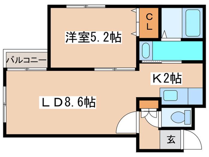 ライフォート麻生(1LDK/4階)の間取り写真