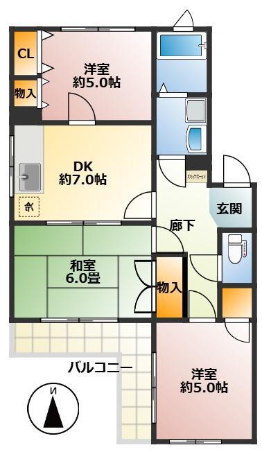 ジュネス桜田(3DK/4階)の間取り写真