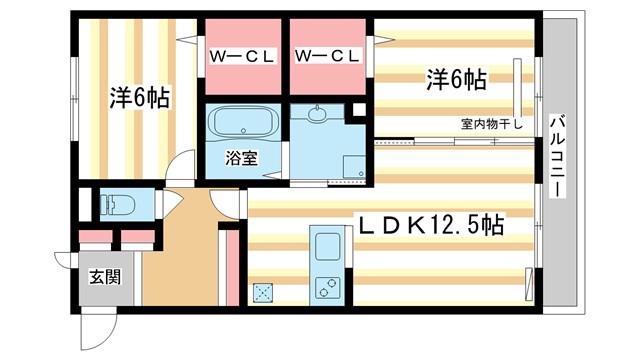 フローラル メゾン(2LDK/2階)の間取り写真
