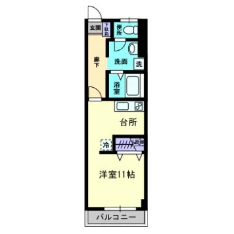 リバーウォーク広瀬(ワンルーム/3階)の間取り写真