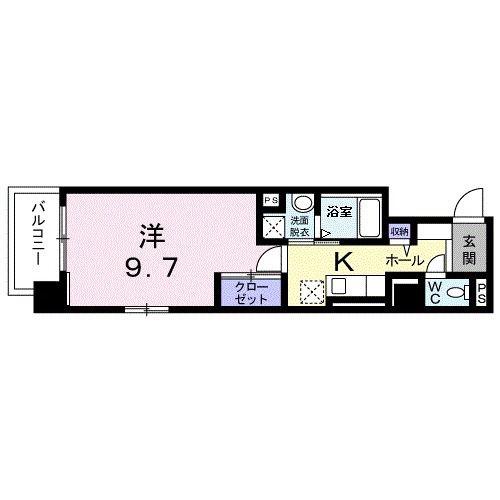 WAVE(1K/4階)の間取り写真