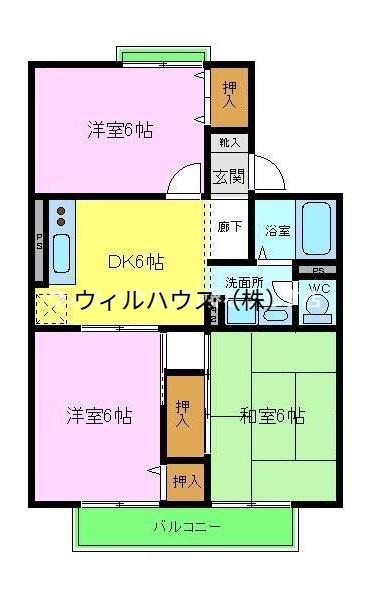サンシャイン(3DK/2階)の間取り写真