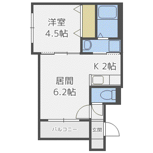 エル美園(1LDK/2階)の間取り写真