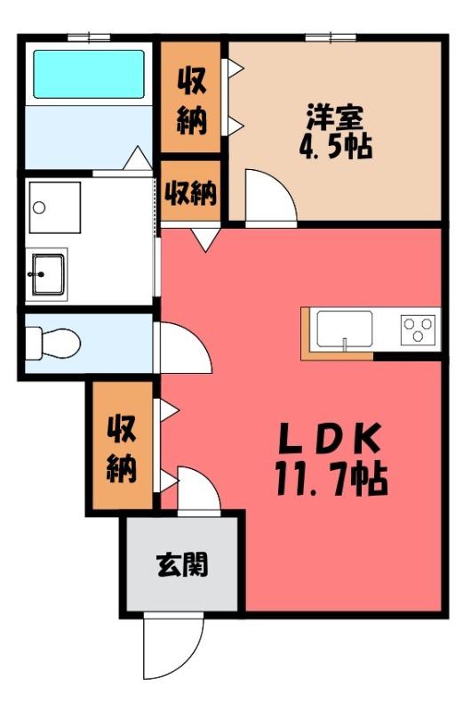 BLUE MOUINTAIN(1LDK/1階)の間取り写真