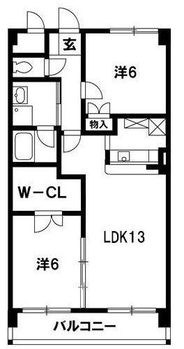 和田浜マンション(2LDK/5階)の間取り写真