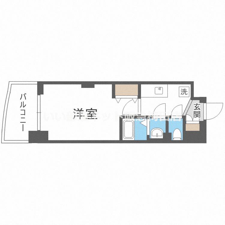LUXE淡路Ⅱ(1K/13階)の間取り写真