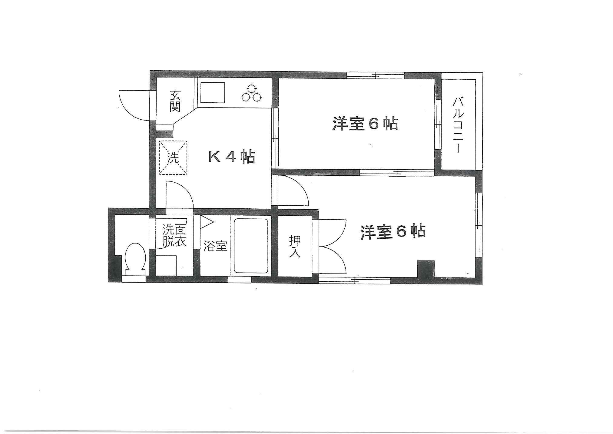第2青木ビル(2K/4階)の間取り写真