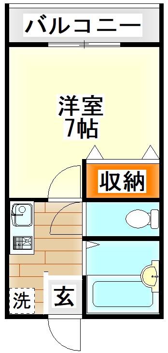 APAホーム新飯塚北(1K/1階)の間取り写真