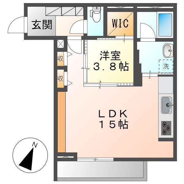 ディマーネII(1LDK/2階)の間取り写真