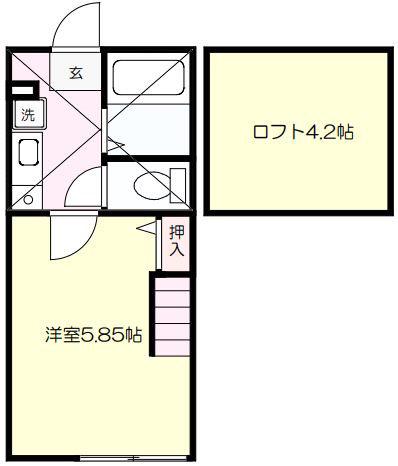 ロフティー多摩川(1K/1階)の間取り写真