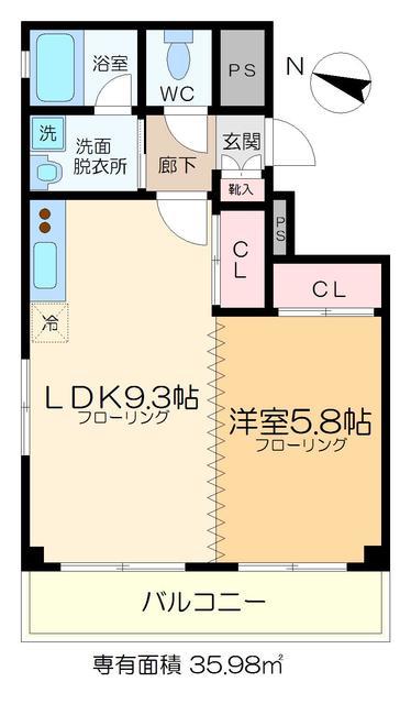 RENOCOURT IZUMI(1DK/2階)の間取り写真