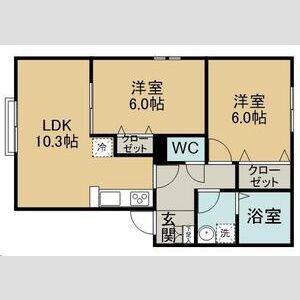 ルミエール泉ケ丘IV(2LDK/2階)の間取り写真