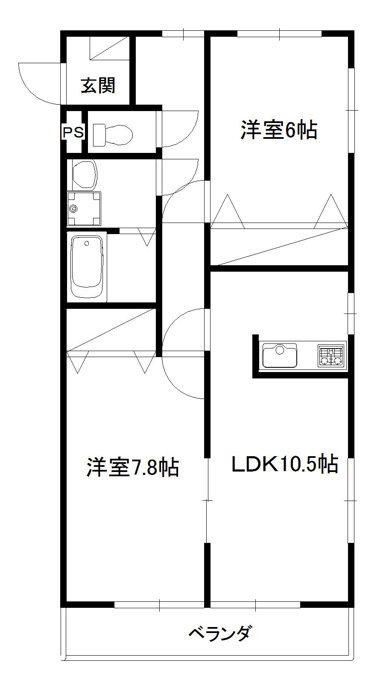 ハイツ・リヴ(2LDK/2階)の間取り写真