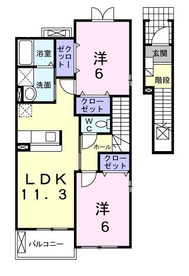 アルバソーレT(2LDK/2階)の間取り写真