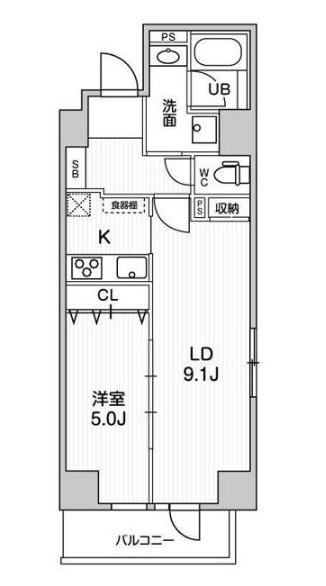 ブラウ菊川 旧BLAU菊川(1LDK/4階)の間取り写真